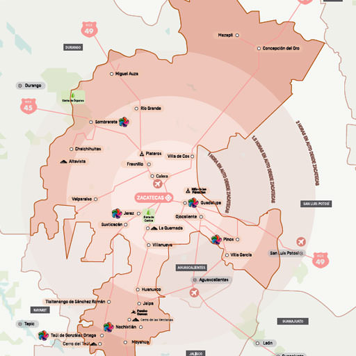Mapa Zacatecas Travesías